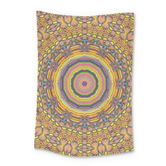 Wood Festive Rainbow Mandala Small Tapestry by pepitasart