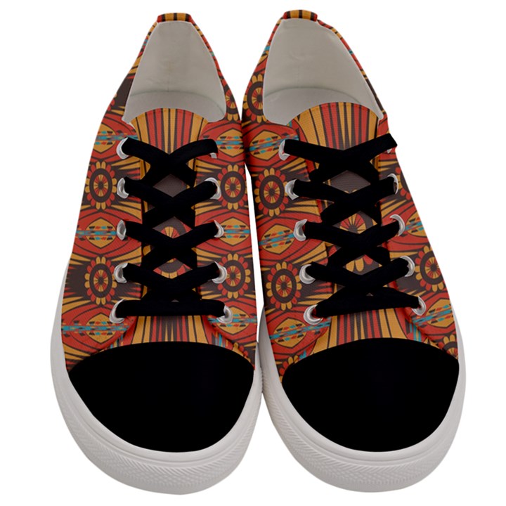 Geometric Extravaganza Pattern Men s Low Top Canvas Sneakers