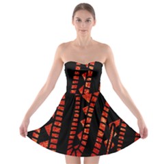 Background Abstract Red Black Strapless Bra Top Dress