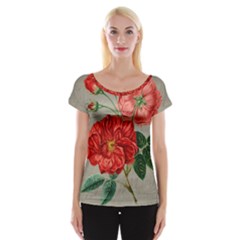 Flower Floral Background Red Rose Cap Sleeve Tops