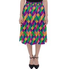 Background Geometric Triangle Folding Skater Skirt