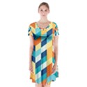 Geometric Retro Wallpaper Short Sleeve V-neck Flare Dress View1