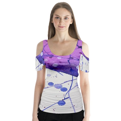 Art Painting Abstract Spots Butterfly Sleeve Cutout Tee  by Nexatart