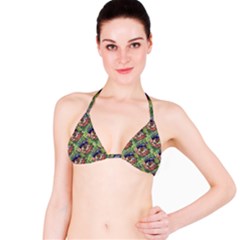 Background Square Flower Vintage Bikini Top