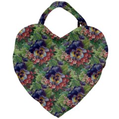 Background Square Flower Vintage Giant Heart Shaped Tote