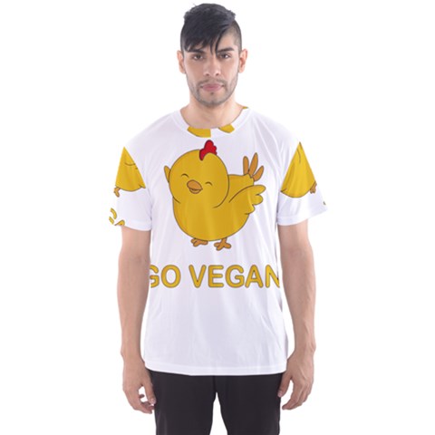 Go Vegan - Cute Chick  Men s Sports Mesh Tee by Valentinaart