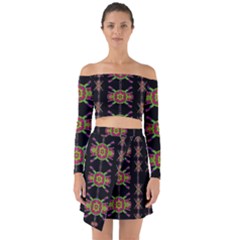 Paradise Flowers In A Decorative Jungle Off Shoulder Top With Skirt Set by pepitasart