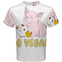 Go Vegan - Cute Pig And Chicken Men s Cotton Tee by Valentinaart