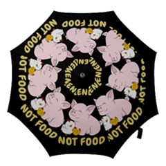 Friends Not Food - Cute Pig And Chicken Hook Handle Umbrellas (medium) by Valentinaart