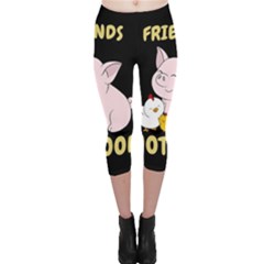 Friends Not Food - Cute Pig And Chicken Capri Leggings  by Valentinaart