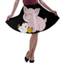 Friends Not Food - Cute Pig and Chicken A-line Skater Skirt View1