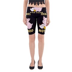 Friends Not Food - Cute Pig And Chicken Yoga Cropped Leggings by Valentinaart