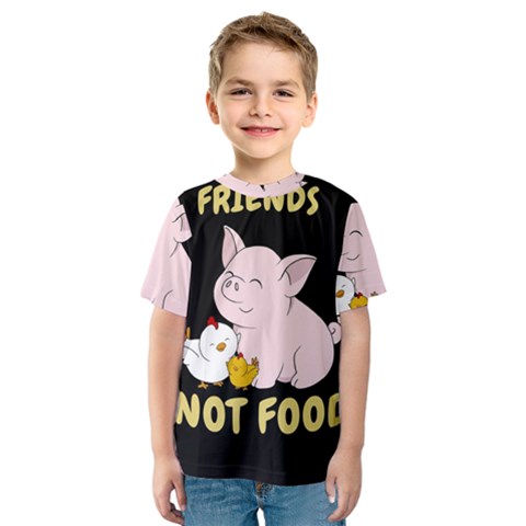 Friends Not Food - Cute Pig And Chicken Kids  Sport Mesh Tee by Valentinaart