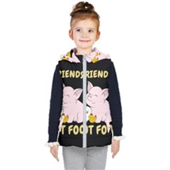 Friends Not Food - Cute Pig And Chicken Kid s Puffer Vest by Valentinaart