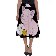 Friends Not Food - Cute Pig And Chicken Perfect Length Midi Skirt by Valentinaart