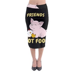 Friends Not Food - Cute Pig And Chicken Midi Pencil Skirt by Valentinaart