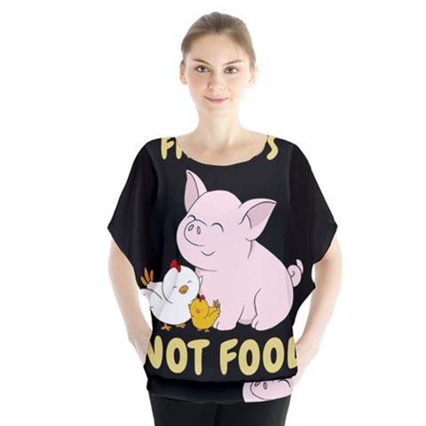 Friends Not Food - Cute Pig And Chicken Blouse by Valentinaart