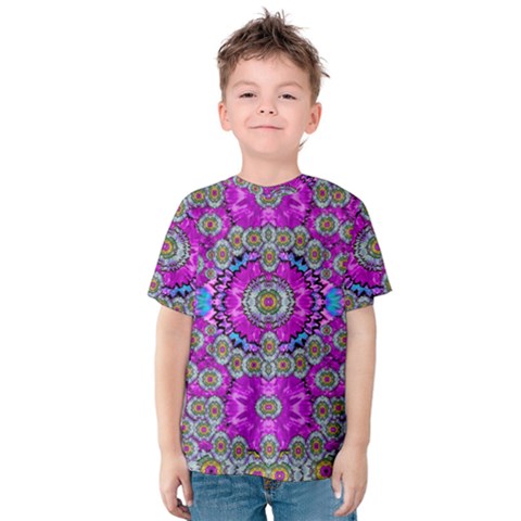 Spring Time In Colors And Decorative Fantasy Bloom Kids  Cotton Tee by pepitasart