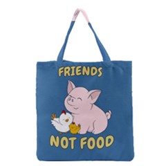 Friends Not Food - Cute Pig And Chicken Grocery Tote Bag by Valentinaart