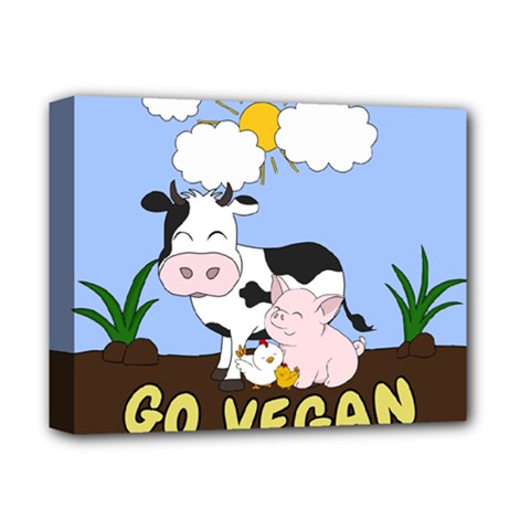 Friends Not Food - Cute Cow, Pig And Chicken Deluxe Canvas 14  X 11  by Valentinaart