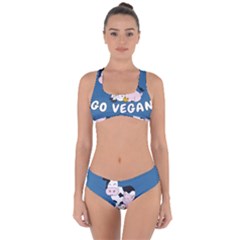 Friends Not Food - Cute Cow, Pig And Chicken Criss Cross Bikini Set by Valentinaart