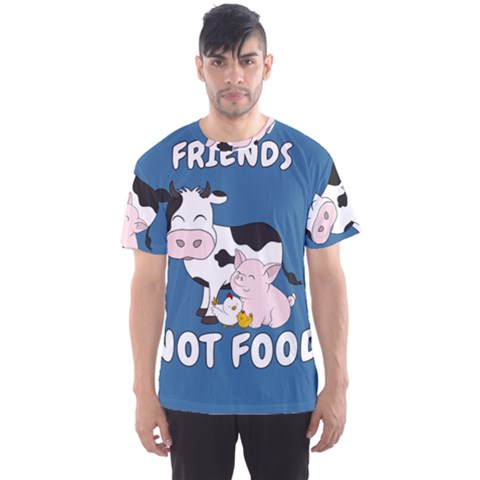 Friends Not Food - Cute Cow, Pig And Chicken Men s Sports Mesh Tee by Valentinaart