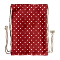 Red Polka Dots Drawstring Bag (large) by jumpercat