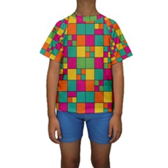 Abstract Background Abstract Kids  Short Sleeve Swimwear