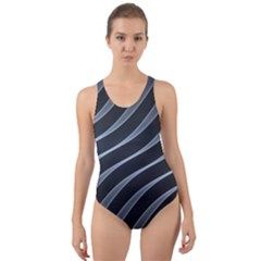 Metal Steel Stripped Creative Cut-out Back One Piece Swimsuit by Nexatart