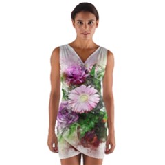 Flowers Roses Bouquet Art Nature Wrap Front Bodycon Dress