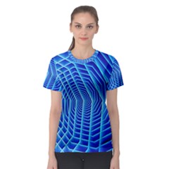 Blue Background Light Glow Abstract Art Women s Sport Mesh Tee