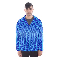 Blue Background Light Glow Abstract Art Hooded Wind Breaker (men)