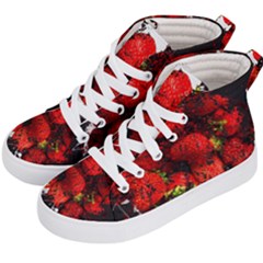 Strawberry Fruit Food Art Abstract Kid s Hi-top Skate Sneakers by Nexatart