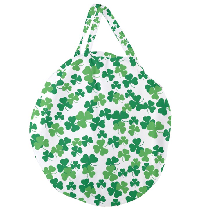 St. Patricks day clover pattern Giant Round Zipper Tote