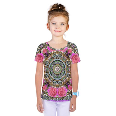 Roses In A Color Cascade Of Freedom And Peace Kids  One Piece Tee by pepitasart