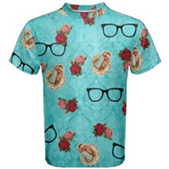 Vintage Glasses Blue Men s Cotton Tee by snowwhitegirl