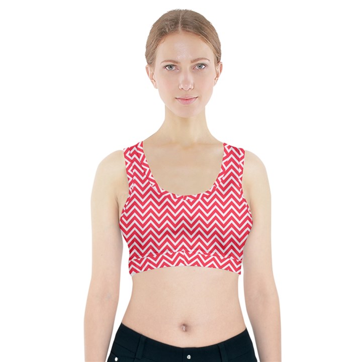 Red Chevron Sports Bra With Pocket