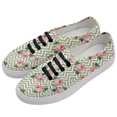 Green Chevron Rose Women s Classic Low Top Sneakers by snowwhitegirl