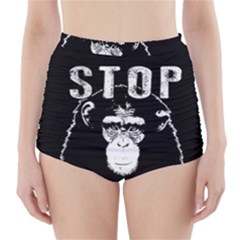 Stop Animal Abuse - Chimpanzee  High-waisted Bikini Bottoms by Valentinaart