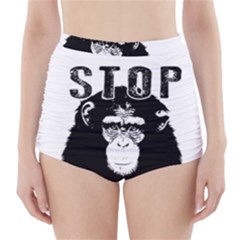 Stop Animal Testing - Chimpanzee  High-waisted Bikini Bottoms by Valentinaart