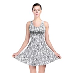 Elio s Shirt Faces In Black Outlines On White Reversible Skater Dress by PodArtist