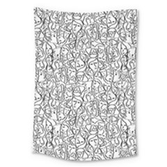 Elio s Shirt Faces In Black Outlines On White Large Tapestry by PodArtist