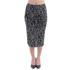 Elio s Shirt Faces In White Outlines On Black Crying Scene Midi Pencil Skirt by PodArtist