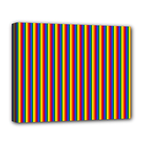 Vertical Gay Pride Rainbow Flag Pin Stripes Deluxe Canvas 20  X 16   by PodArtist