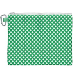  White Shamrocks On Green St  Patrick s Day Ireland Canvas Cosmetic Bag (xxxl)