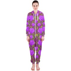 Roses Dancing On A Tulip Field Of Festive Colors Hooded Jumpsuit (ladies)  by pepitasart