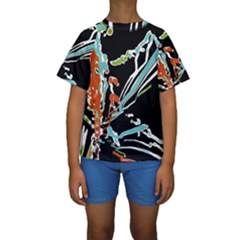 Multicolor Abstract Design Kids  Short Sleeve Swimwear by dflcprints