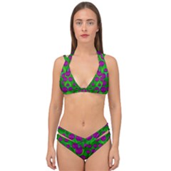 The Pixies Dance On Green In Peace Double Strap Halter Bikini Set by pepitasart