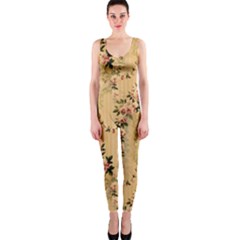 Vintage Floral Pattern One Piece Catsuit by paulaoliveiradesign