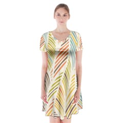 Decorative  Seamless Pattern Short Sleeve V-neck Flare Dress by TastefulDesigns